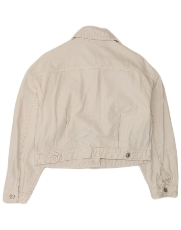 Zara Mujer Crop Chaqueta Vaquera Extragrande UK 6 XS Algodón Blanco