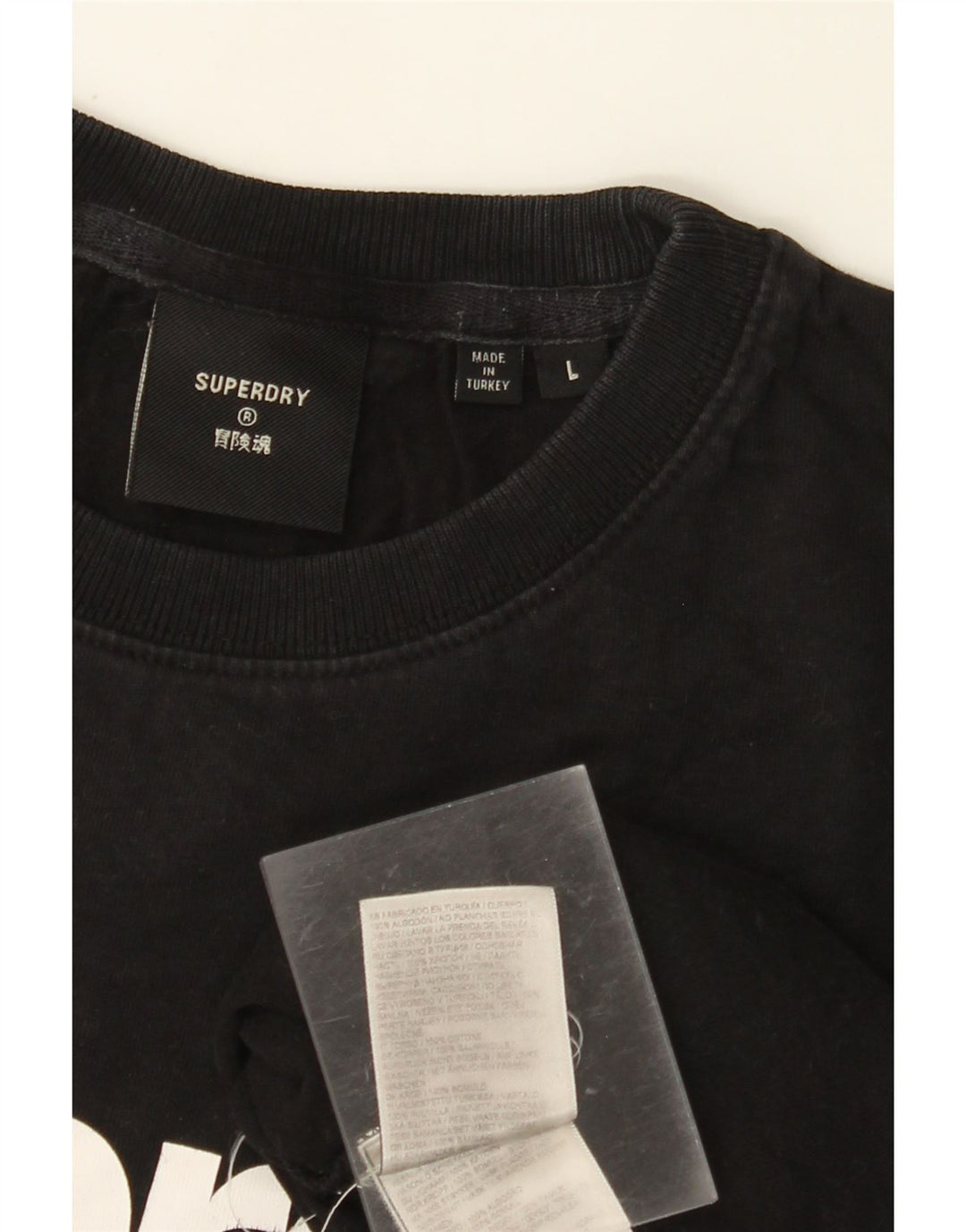 SUPERDRY Camiseta gráfica para mujer Top UK 46 Large Black Cotton