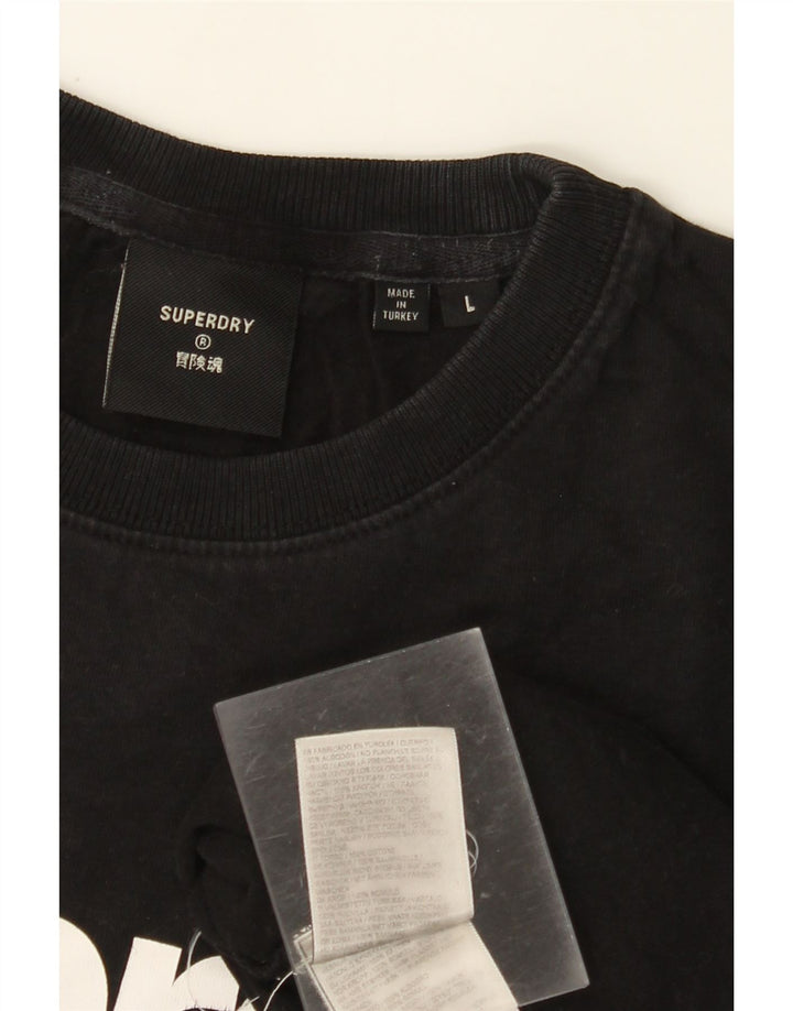 SUPERDRY Camiseta gráfica para mujer Top UK 46 Large Black Cotton