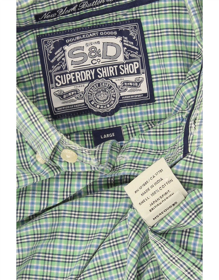 Superdry Camisa De Algodón A Cuadros Verde Grande Para Hombre