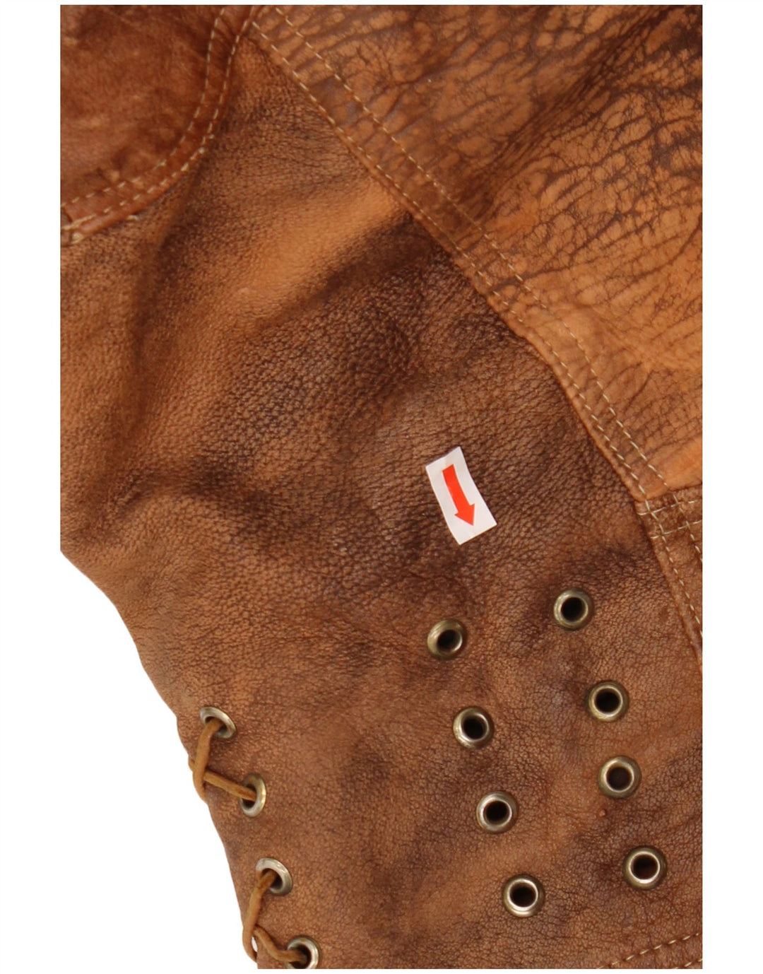 Vintage mujer crop chaqueta de cuero Reino Unido 16 marrón grande