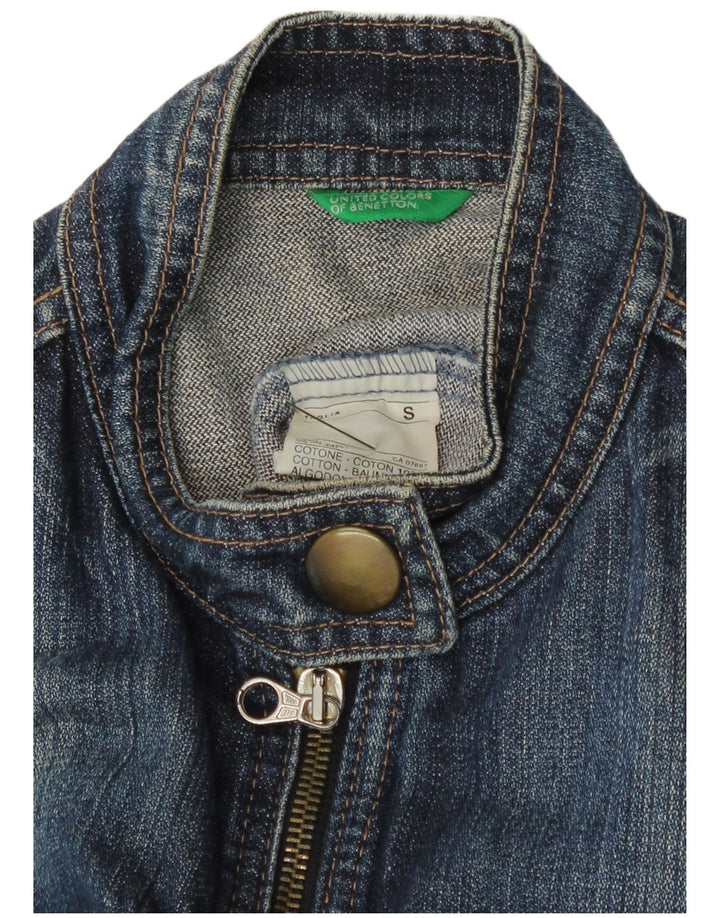 Benetton Chaqueta Vaquera Mujer UK 8 Small Algodón Azul