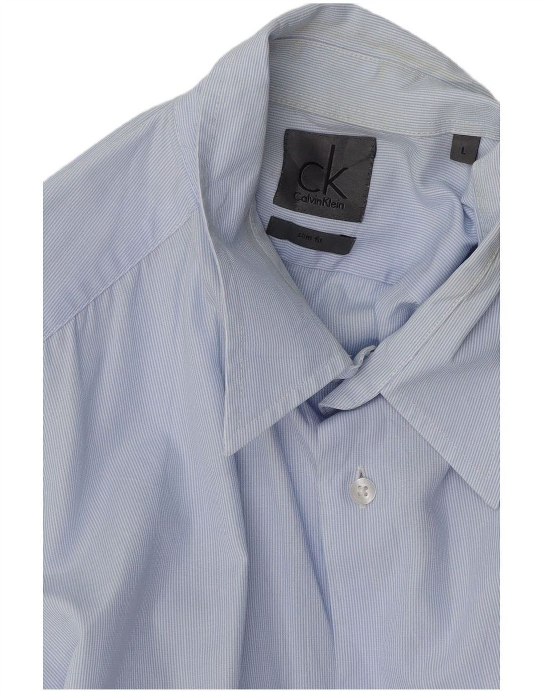 CALVIN KLEIN Camisa slim fit para hombre, talla grande, azul a rayas