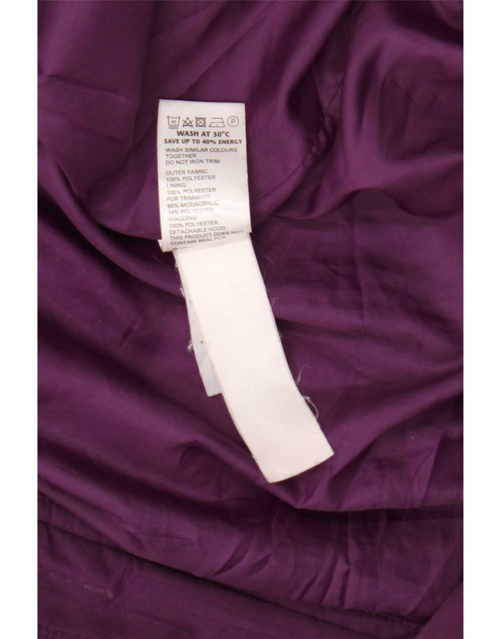 Marks & Spencer Chaqueta Parka con Capucha para Mujer UK 20 2XL Poliéster Morado