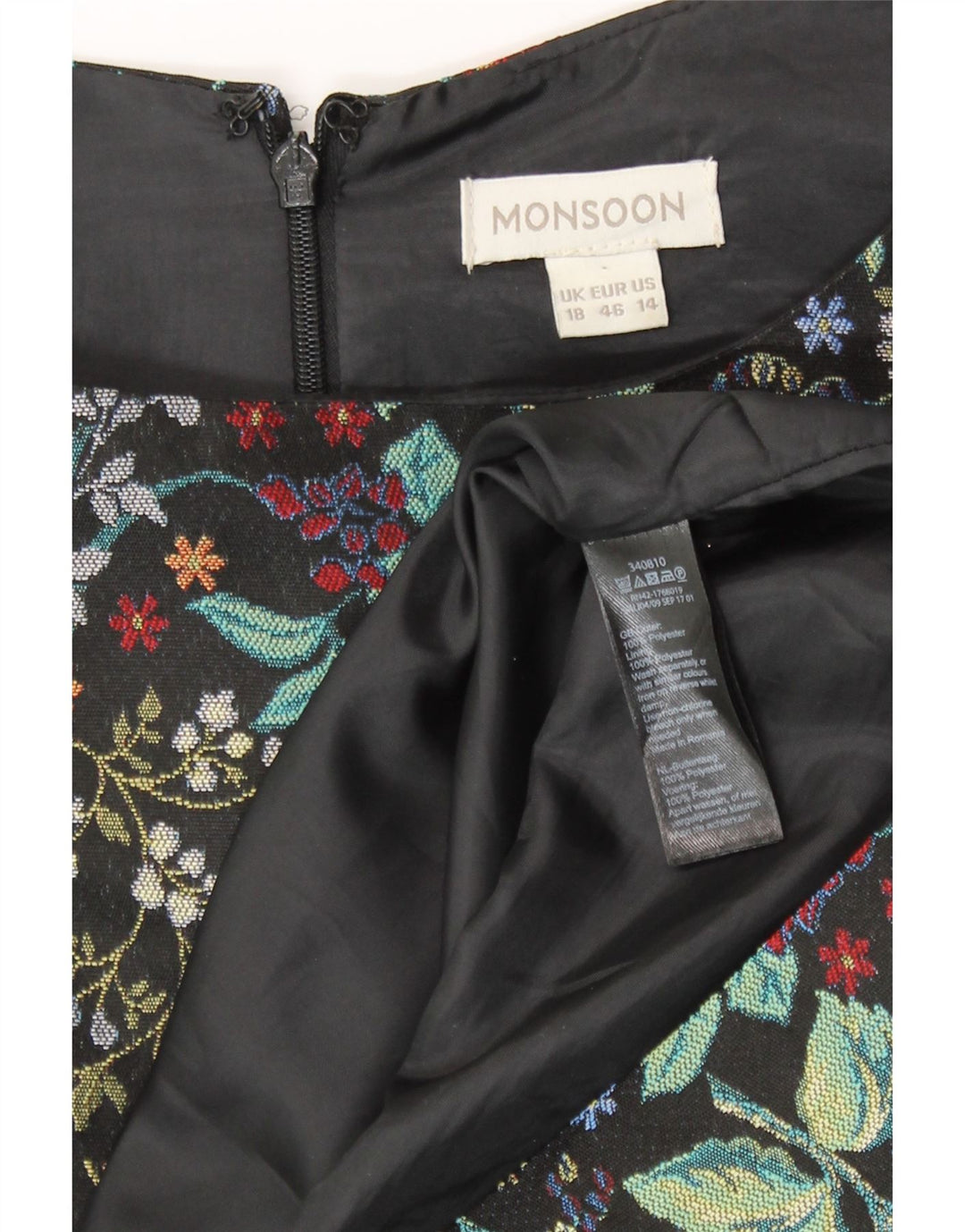 Monsoon Vestido tubo para mujer ES 40 XL Poliéster floral negro