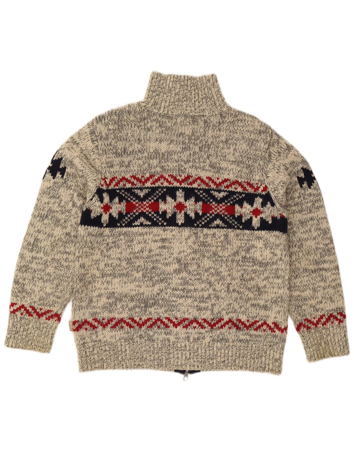 Rifle Cárdigan para hombre suéter gris medio Fair Isle