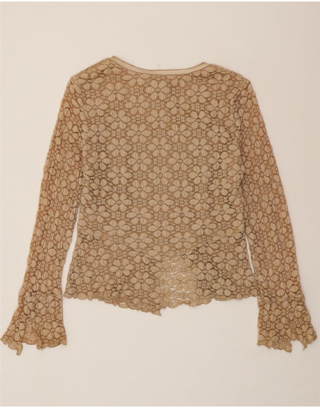 JOSEPH RIBKOFF Blusa camisera de encaje para mujer UK 44 Rayón floral beige grande