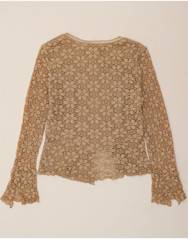 JOSEPH RIBKOFF Blusa camisera de encaje para mujer UK 44 Rayón floral beige grande