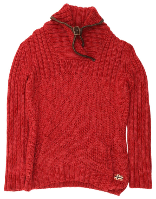 Napapijri Jersey con cuello tipo chal para mujer UK 40 XL Acrílico rojo