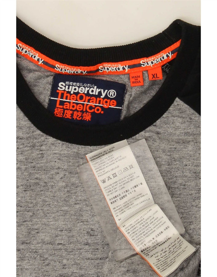 Superdry Hombre Top Manga Larga XL Algodón Color Block Gris