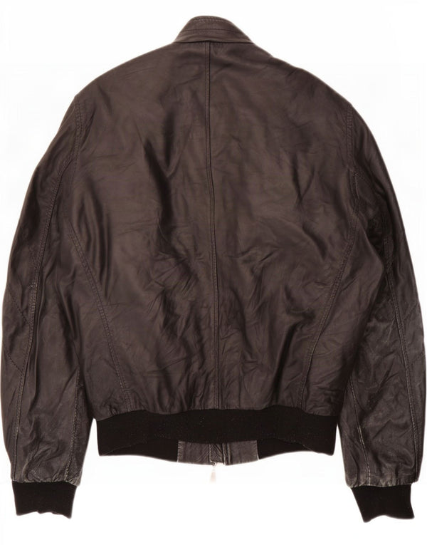 Hogan Chaqueta motera de cuero para mujer UK 42 Mediana Negro