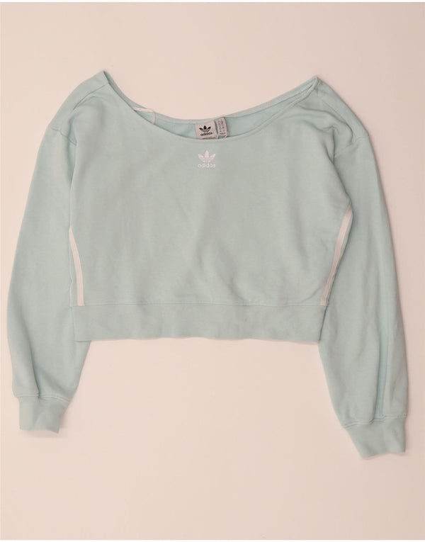 Adidas Top corto extragrande con hombros descubiertos para mujer UK 10 Small Turquesa Algodón