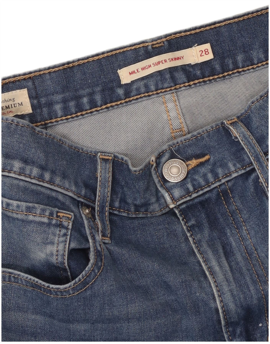 LEVI'S Vaqueros pitillo de cintura alta Mile High para mujer W28 L29 Azul