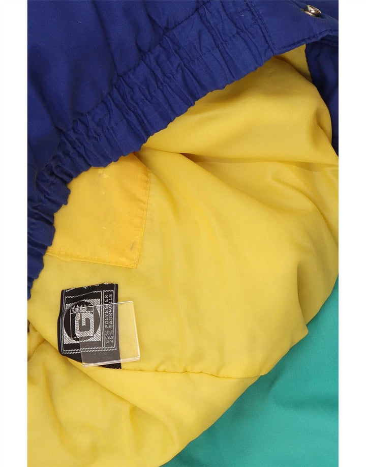 Chaqueta de esquí con capucha vintage para hombre Reino Unido 38 Bloque de color multicolor medio