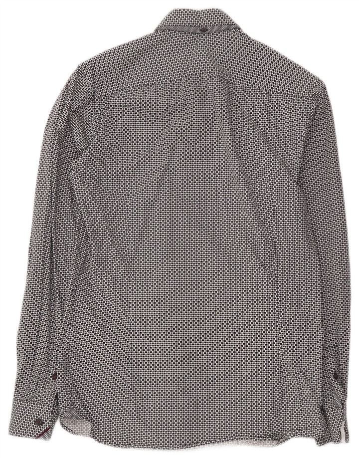 Ted Baker Camisa para hombre Talla 2 Pequeña Algodón geométrico negro