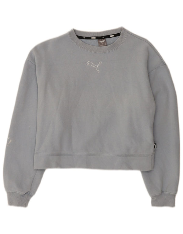 Puma Mujer Crop Loose Fit Sudadera Jumper UK 6 XS Algodón Azul