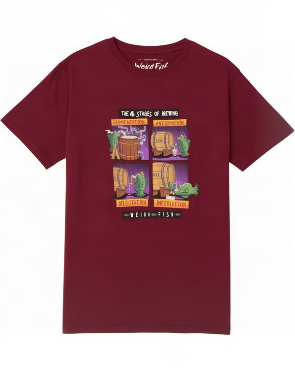 Weird Fish Camiseta gráfica para hombre Top XL Algodón burdeos