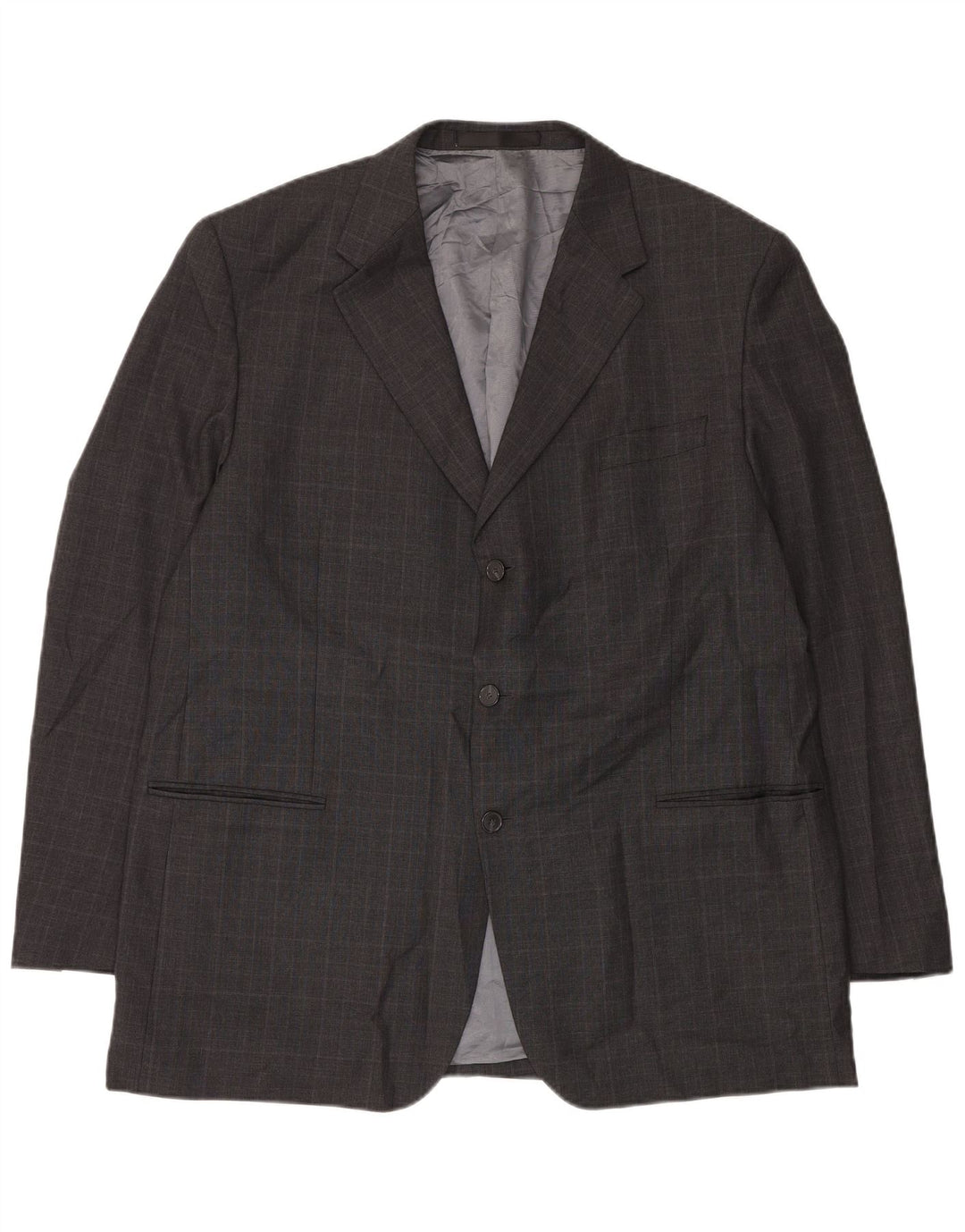 Marks & Spencer Chaqueta tipo blazer larga de 3 botones para hombre UK 48 2XL Gris a cuadros