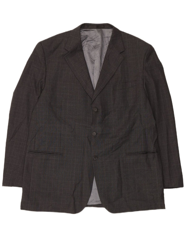 Marks & Spencer Chaqueta tipo blazer larga de 3 botones para hombre UK 48 2XL Gris a cuadros