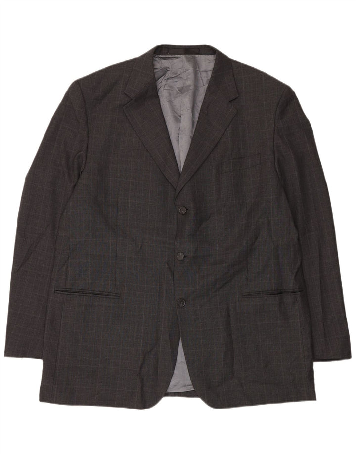 Marks & Spencer Chaqueta tipo blazer larga de 3 botones para hombre UK 48 2XL Gris a cuadros