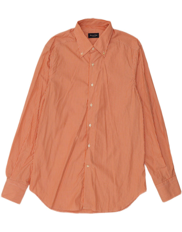 MASSIMO DUTTI Camisa Hombre Talla 43 17 XL Naranja Raya diplomática