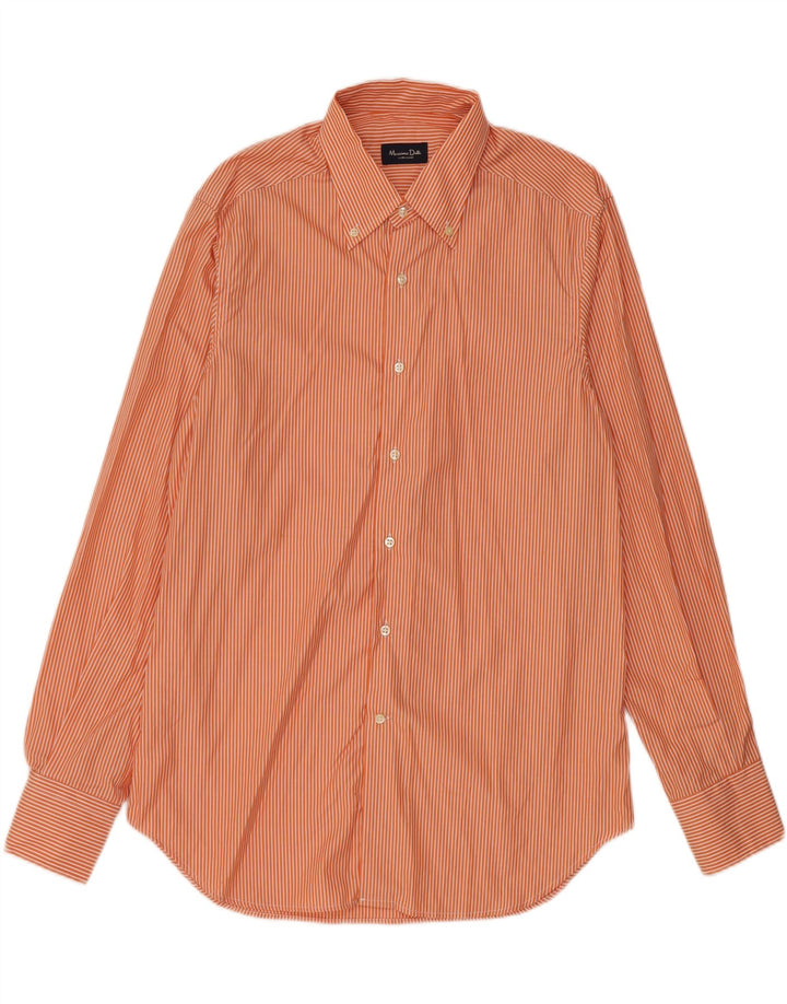 MASSIMO DUTTI Camisa Hombre Talla 43 17 XL Naranja Raya diplomática