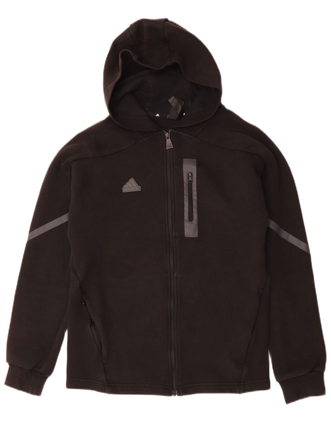 ADIDAS Sudadera con capucha y cremallera para hombre, talla pequeña, color negro