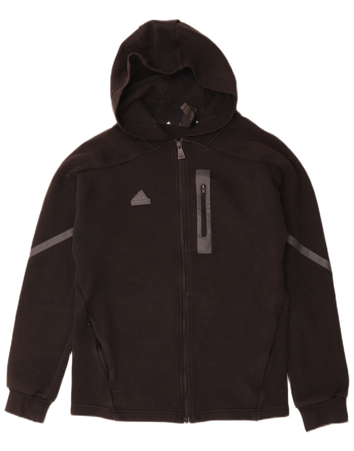 ADIDAS Sudadera con capucha y cremallera para hombre, talla pequeña, color negro