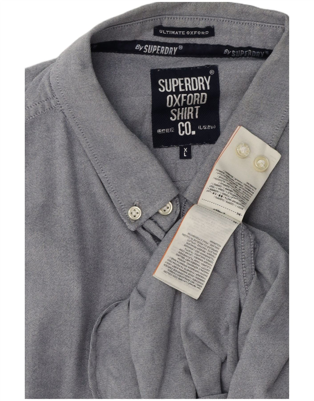 SUPERDRY Camisa Manga Corta Hombre XL Azul Algodón