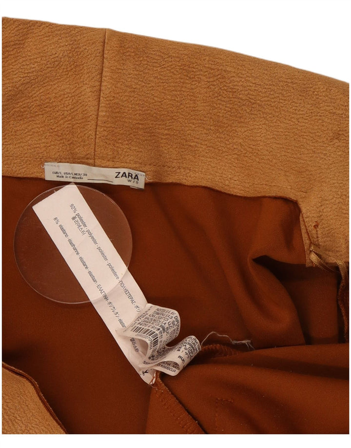Zara Mujer Longline Cardigan Suéter UK 46 Grande Marrón Poliéster