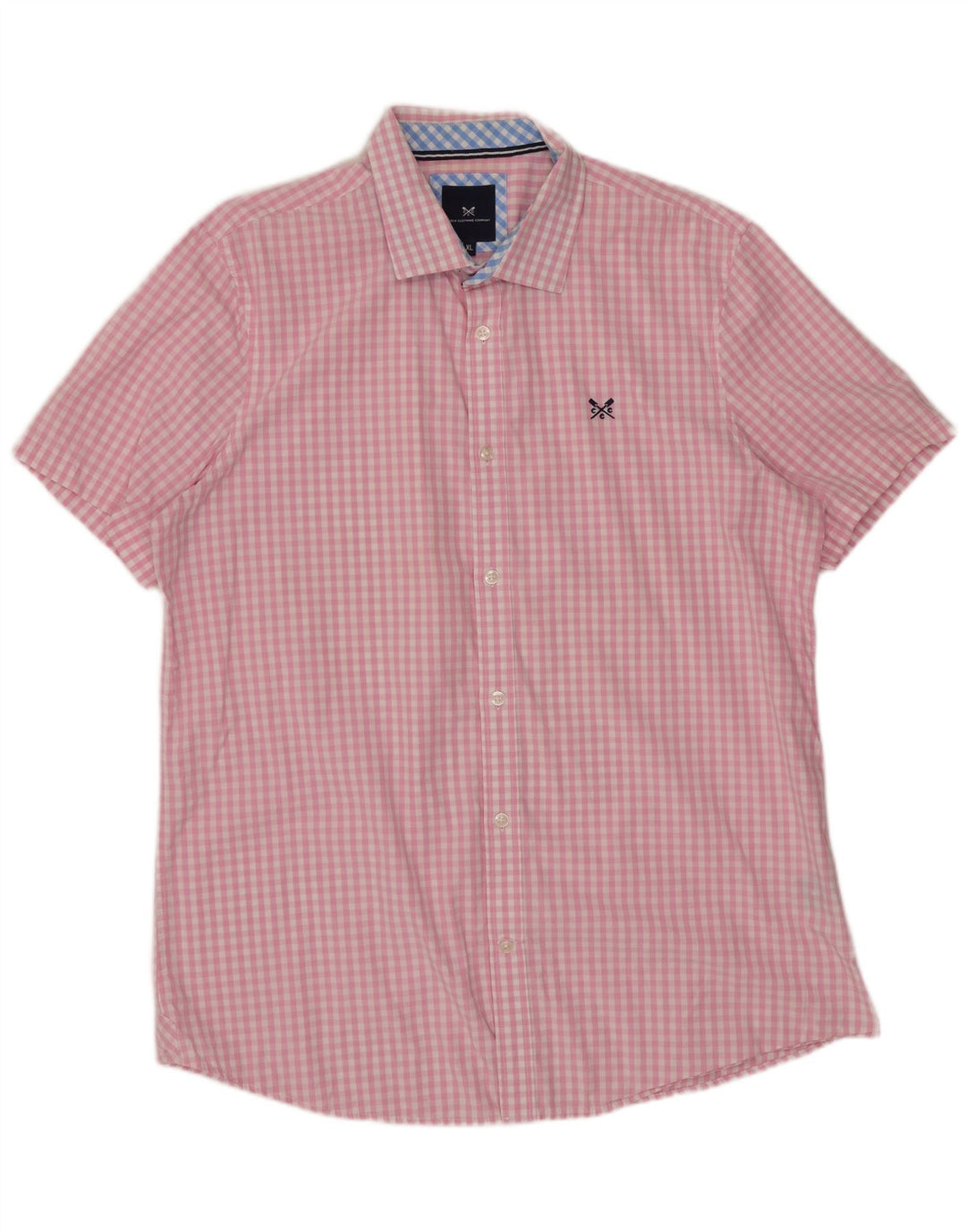 J. CREW Camisa de manga corta para hombre XL Algodón a cuadros rosa