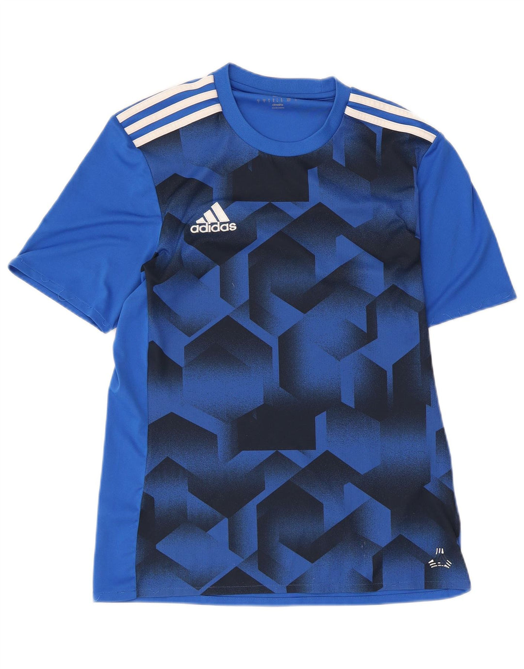 Adidas Mens Climalite Graphic Camiseta Top Pequeño Azul Geométrico Poliéster