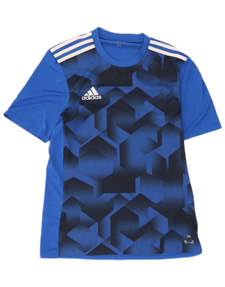 Adidas Mens Climalite Graphic Camiseta Top Pequeño Azul Geométrico Poliéster