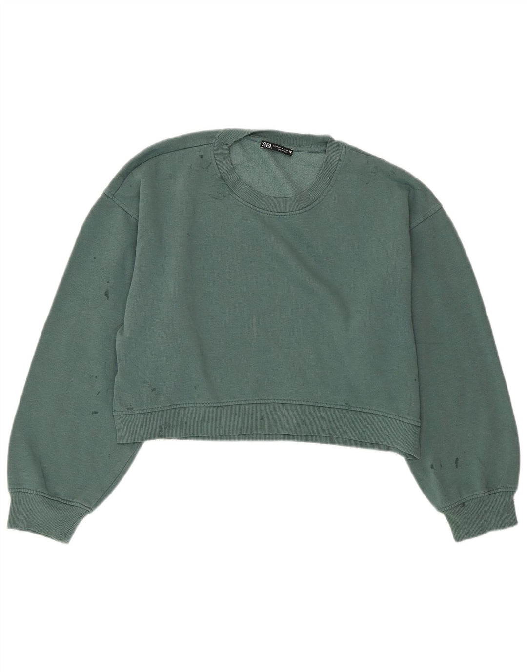 ZARA Mujer Crop Sudadera Jumper UK 44 Verde Medio