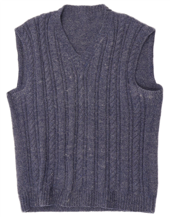 Vintage hombres chaleco tanque top medio azul marino