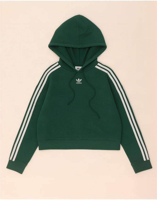 Adidas Mujer Crop Oversize Sudadera con capucha Jumper UK 6 XS Verde Algodón