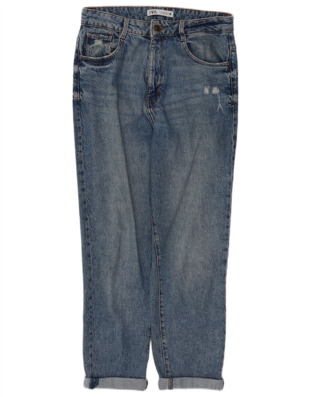 Zara Jeans Cónicos Desgastados para Mujer EU 40 Medium W30 L27 Algodón Azul