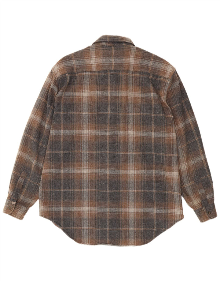 Stefanel Hombre Camisa De Franela A Cuadros Marrón Medio