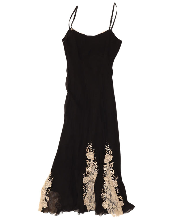 Wallis Maxi vestido lencero para mujer UK 12 Medium Negro Floral Viscosa