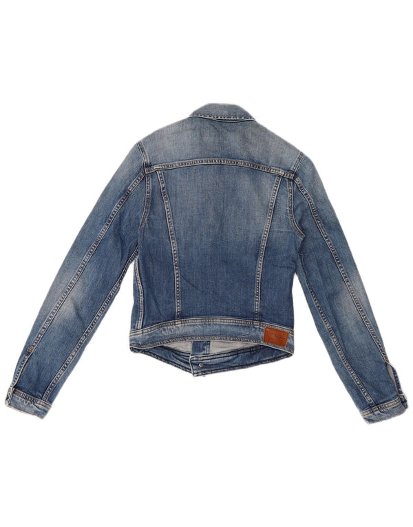 PEPE Jeans Chaqueta vaquera corta para mujer UK 8 Small Azul Algodón