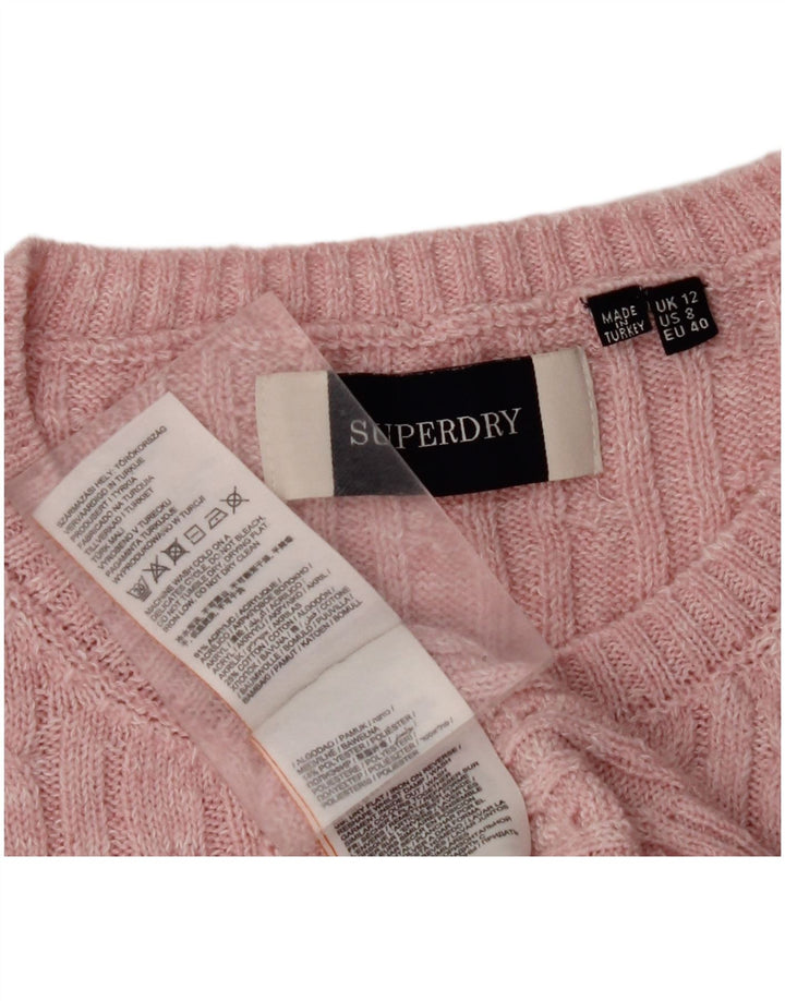 SUPERDRY Suéter tipo jersey con cuello redondo para mujer UK 40 Acrílico rosa medio