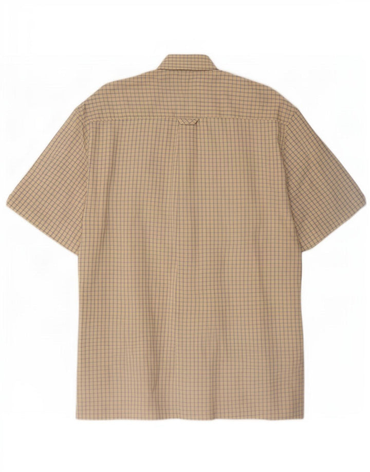 Ben Sherman - Camisa de manga corta para hombre, algodón a cuadros, color beige medio