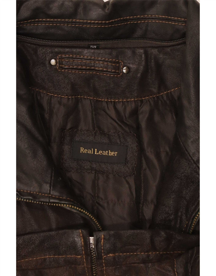 Vintage hombres chaqueta de cuero Reino Unido 40 marrón grande