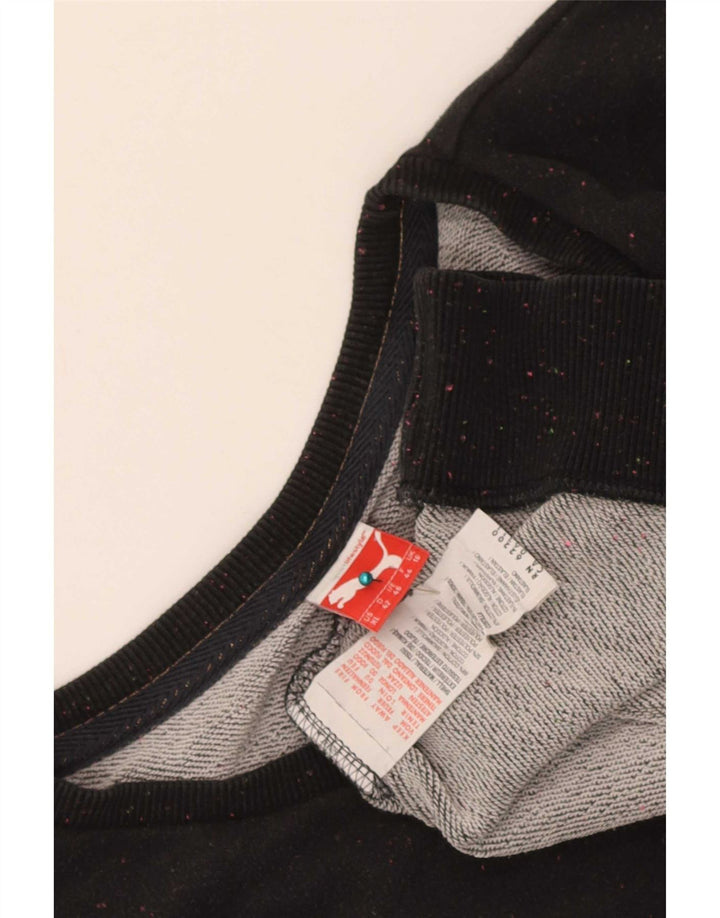 Puma - Sudadera extragrande para mujer, talla 40, talla grande, algodón moteado negro
