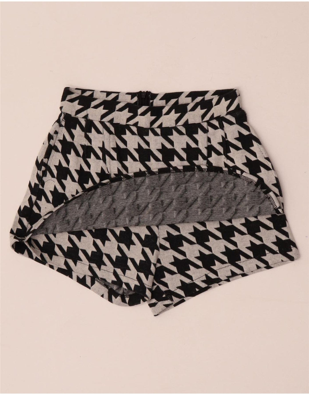 Zara Mujer Trafaluc Shorts Casuales Pequeño W26 Pata De Gallo Negro