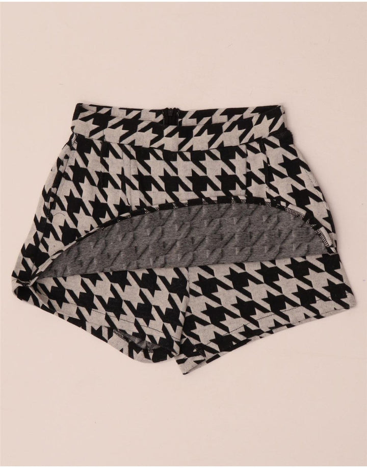Zara Mujer Trafaluc Shorts Casuales Pequeño W26 Pata De Gallo Negro
