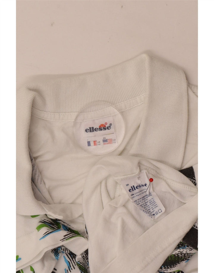 Polo Ellesse para hombre IT 48 Algodón teñido anudado blanco mediano