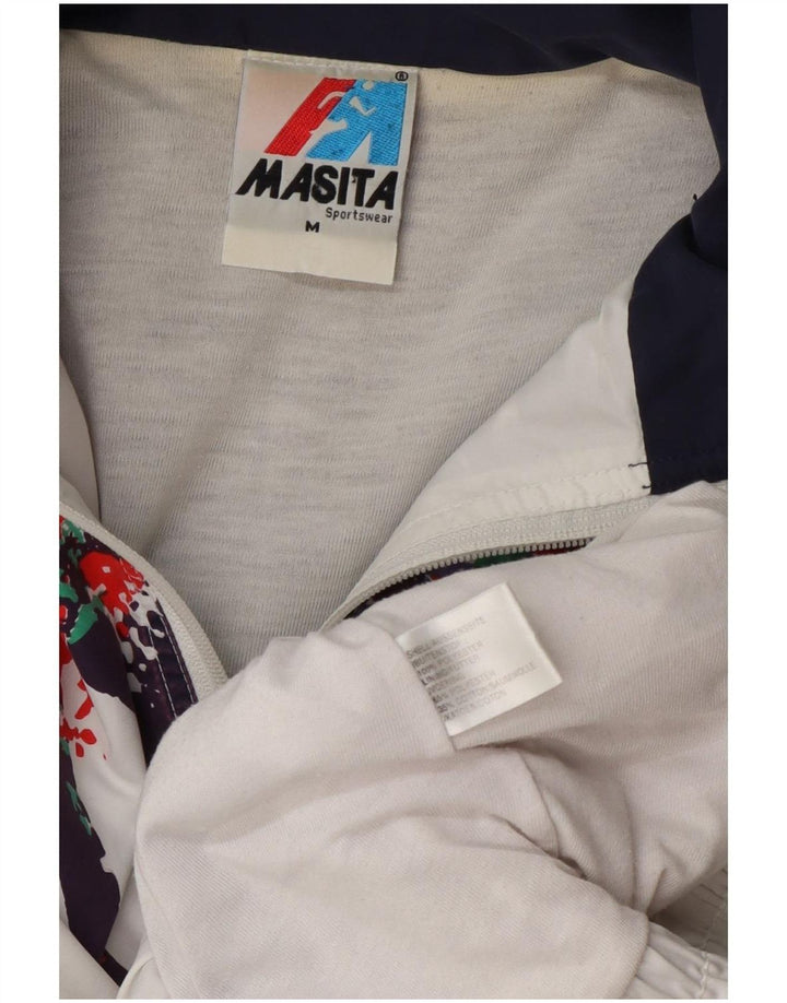 Masita Hombre Chándal Top Chaqueta Mediana Blanco Colorblock Poliéster