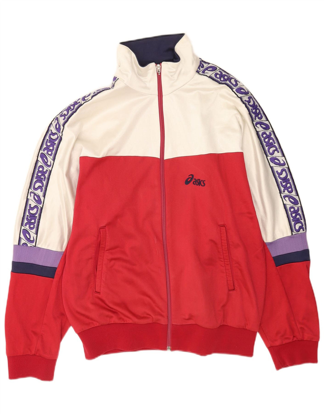 Asics Mens Graphic Chándal Top Chaqueta IT 52 Grande Rojo Colorblock