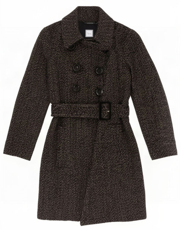Zara Mujer Abrigo De Doble Botonadura UK 10 Small Grey Herringbone